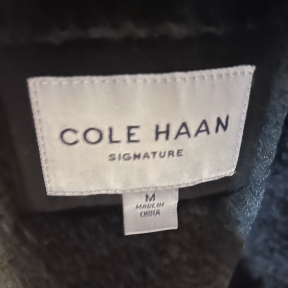Cole Haan Signature Faux Fur Shearling Black Coat - Picture 4 of 8